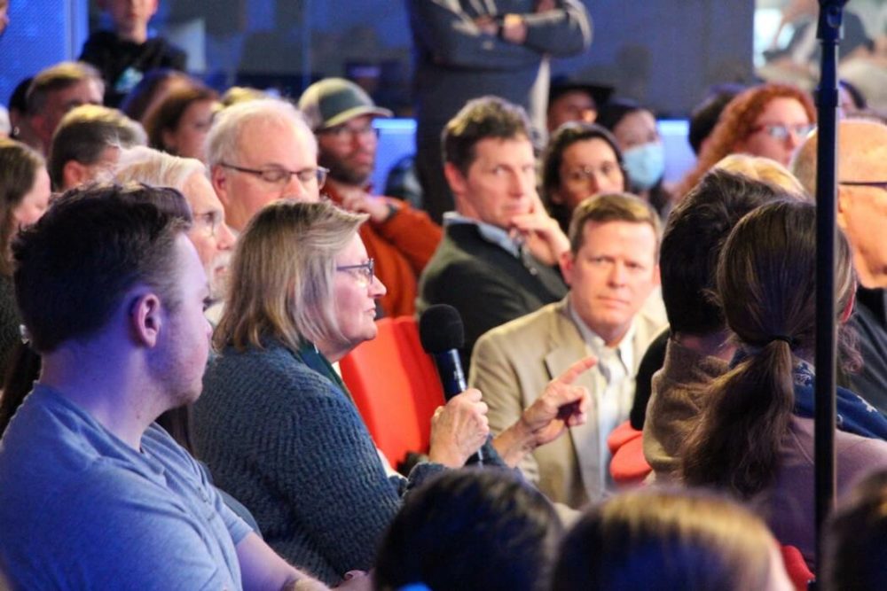Audience asking questions